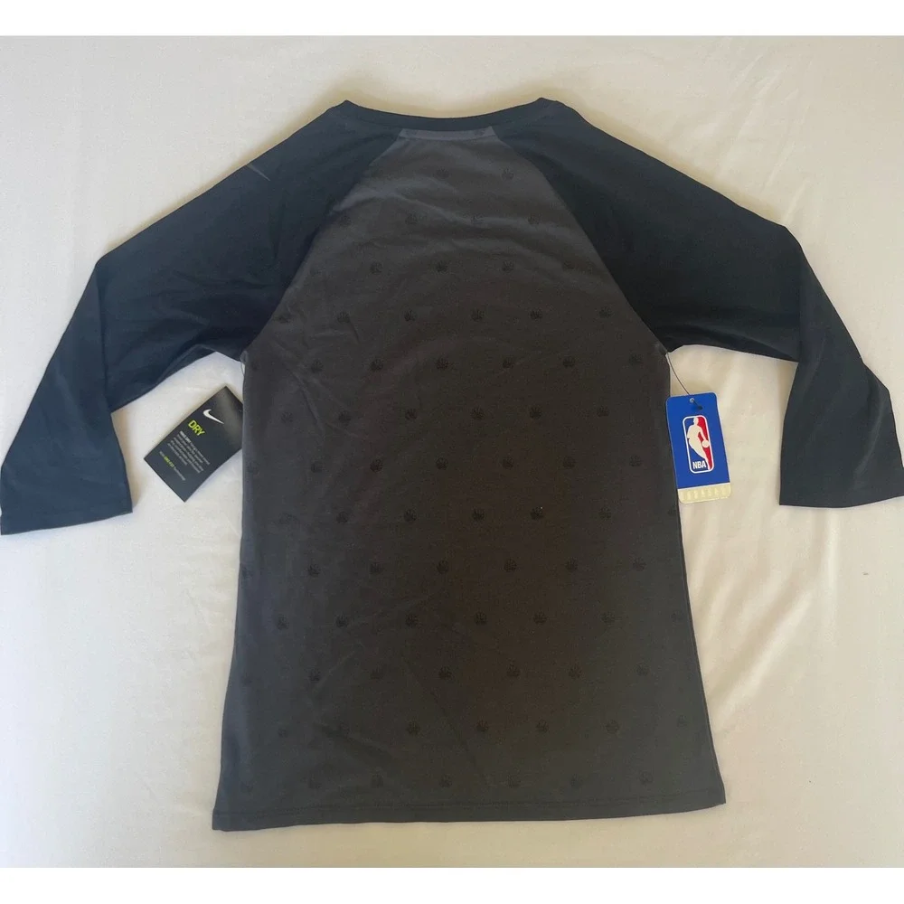Nike NBA Golden State Warriors Dri-FIT 3/4 Sleeve Shirt Grey Black XS‎ NEW